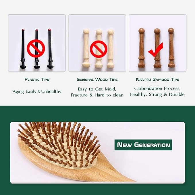 Aroura Beauty 2-Piece Large Natural Wooden Bamboo Comb Set - Image 4
