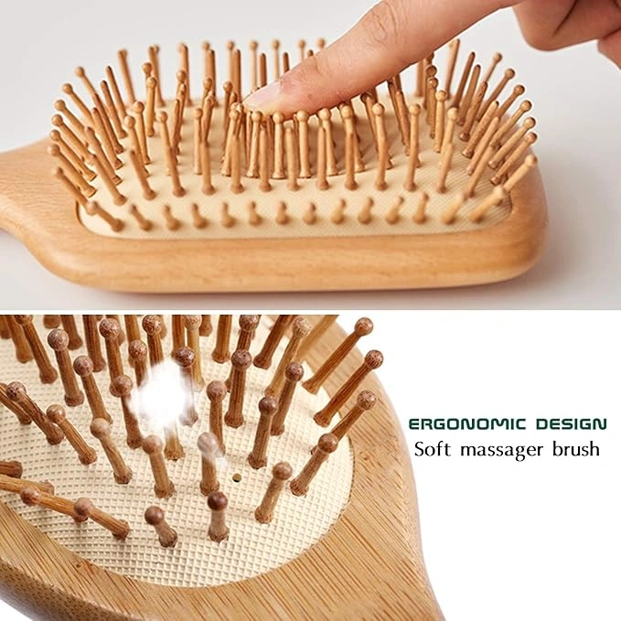 Aroura Beauty 2-Piece Large Natural Wooden Bamboo Comb Set - Image 2